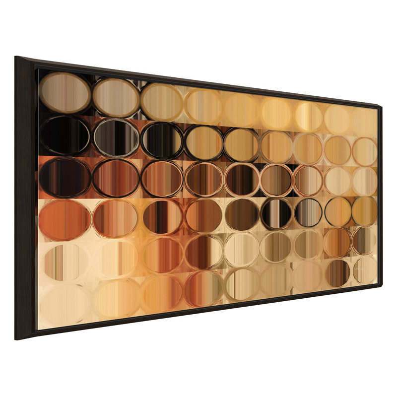 «Circles and Squares # 39», reproduction d'art, H 21,5 po x l 33,5 po x P 2 po, Cadre flottant espresso