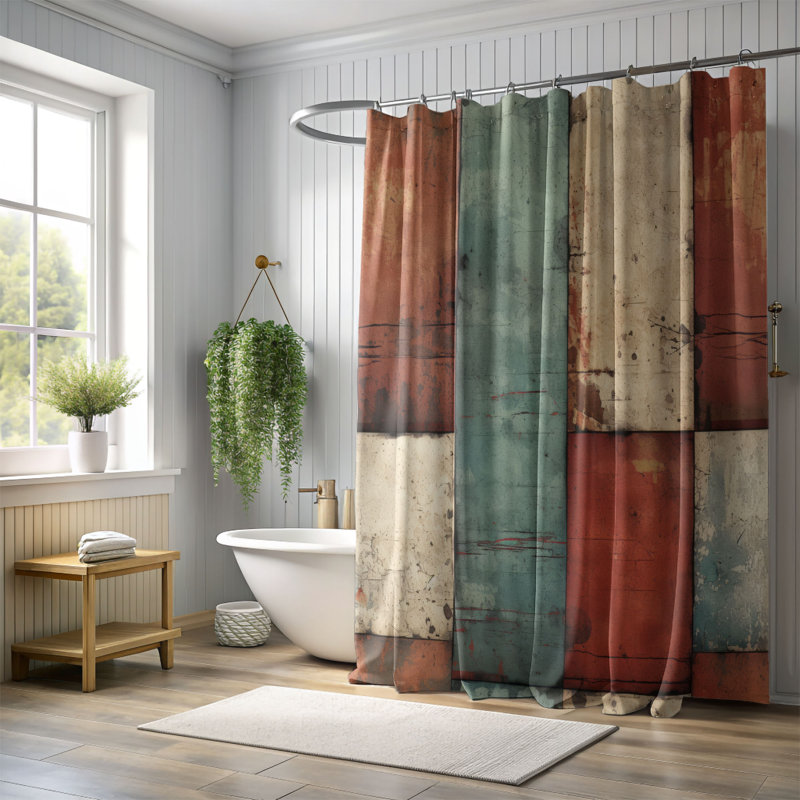 Rideau de douche délavé Rainbow - Premium, L 71 po x L 74 po