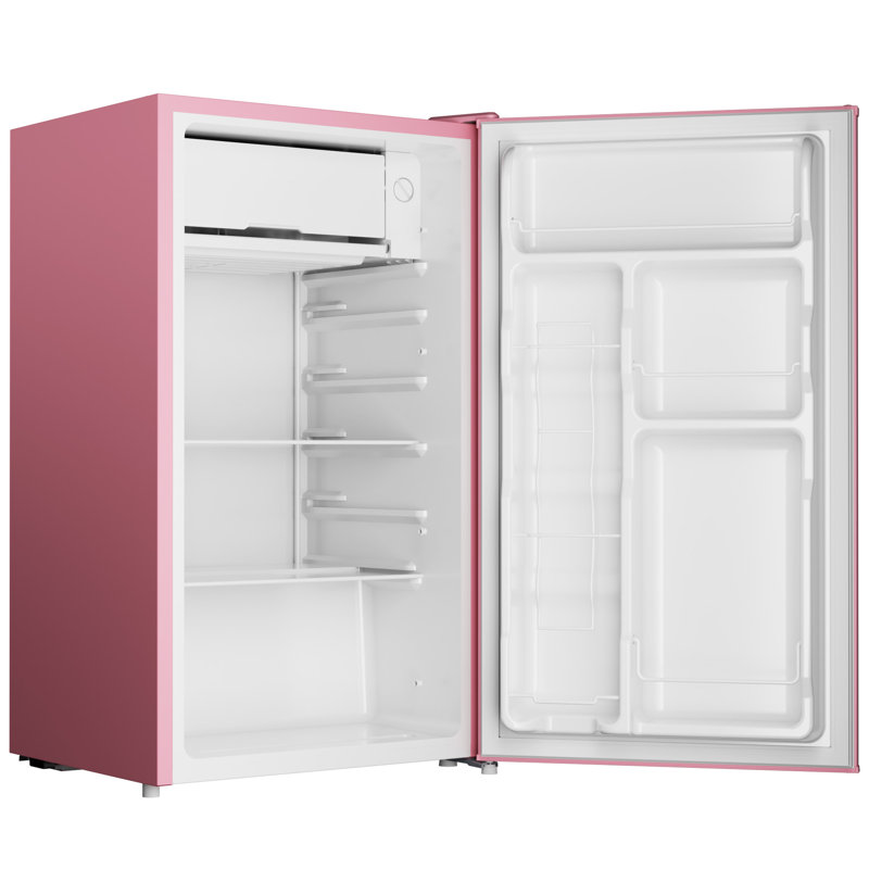 BANGSON 3.2 Cu.Ft Mini Fridge with Freezer, Low Noise Energy Efficient Compact Refrigerator for Dorm Room, Apartment, Office，Pink