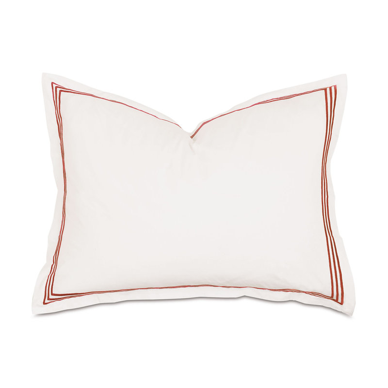 Tessa Cotton Sham Set, Ivory/Scarlet, Standard, Multi-stripe