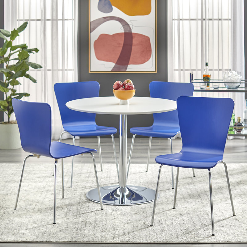Ensemble de salle à manger Theotis, Bleu, 5 (1 table + 4 chaises)
