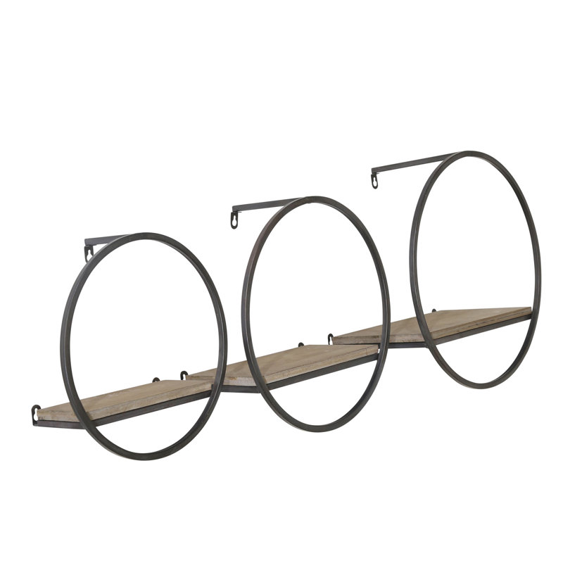 Metal and Wood Wall Shelf Set - Modern Circular Floating Storage for Decorative Display, Durable and Stylish - Set of 3