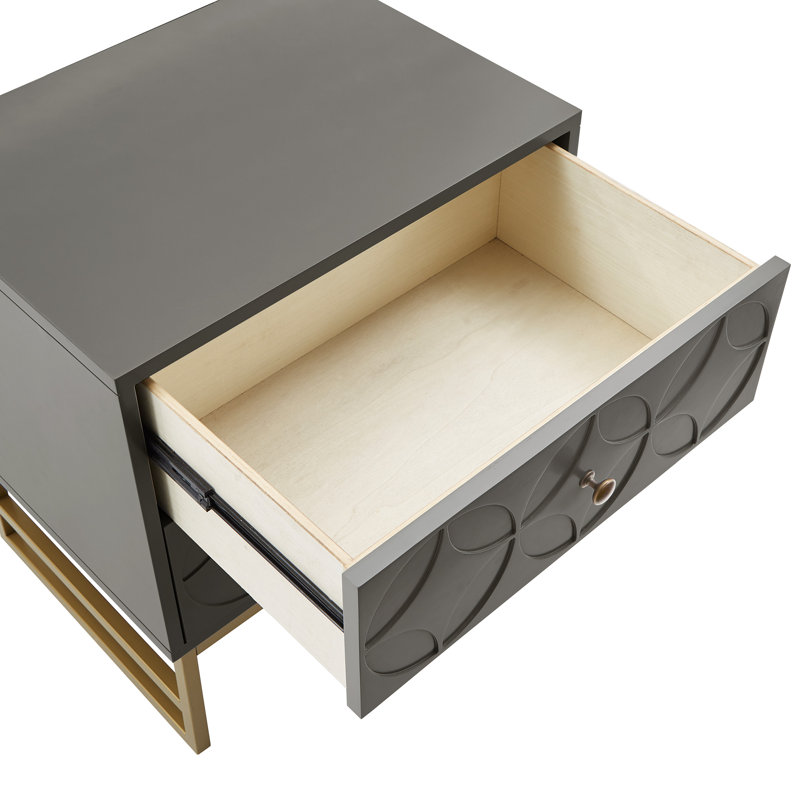 Keeya 23.5'' W Nightstand, Gold/Gray