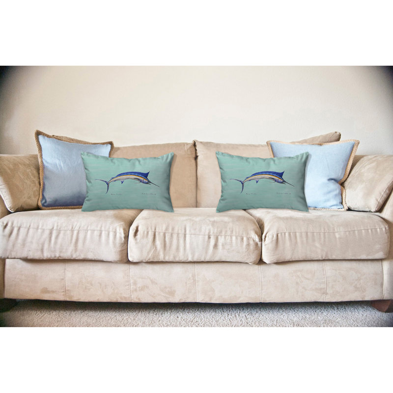 Housse et coussin rectangulaires d'extérieur Marlin Marlin, Bleu sarcelle