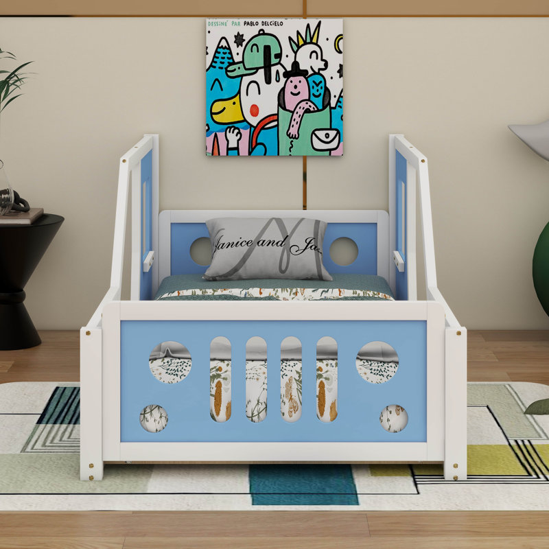 Lit plateforme simple avec roulettes Classic, Bleu