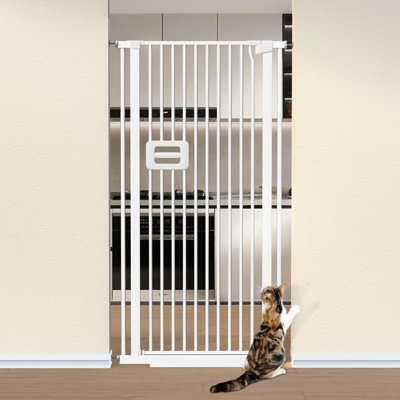 Mestuel 55"" Cat Gate Extra Tall Pet Gate, 29.5-32.8"" Wide Cat Dog Gate for Doorways& Stairs, Tall Cat Gate Metal Walk Through Auto Close 1.38'' Narrow -  Tucker Murphy Pet™, 3670E7C4B9D9467CA1F40B40D0EA612A