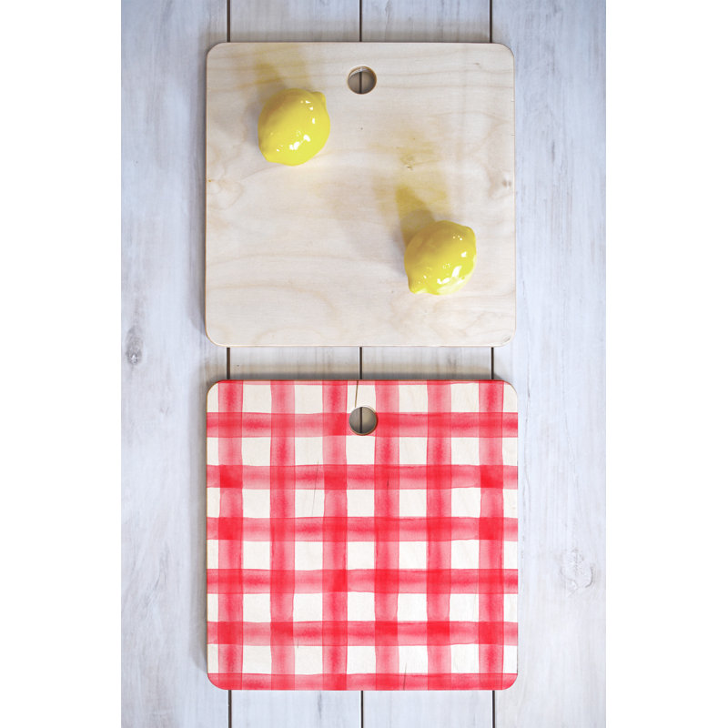 East Urban Home Birch Wood Cutting Board, Red, Rectangle