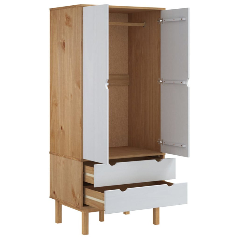 2 Door Wardrobe, Brown/White