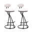 Ensemble de 2 tabourets ronds à imprimé rond en métal noir pour îlot de cuisine et salle à manger-687332846
