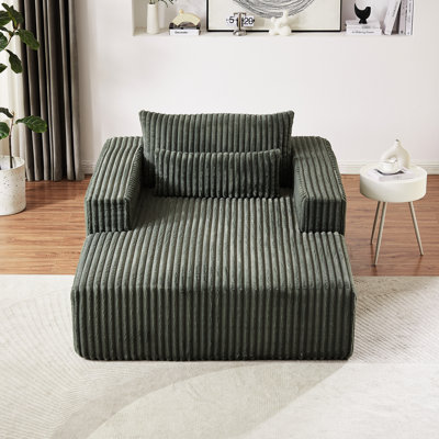 Fauteuil en velours côtelé sans assemblage - Fauteuil moelleux de 75 pouces, coussin, salon d'armée pour chambre à coucher