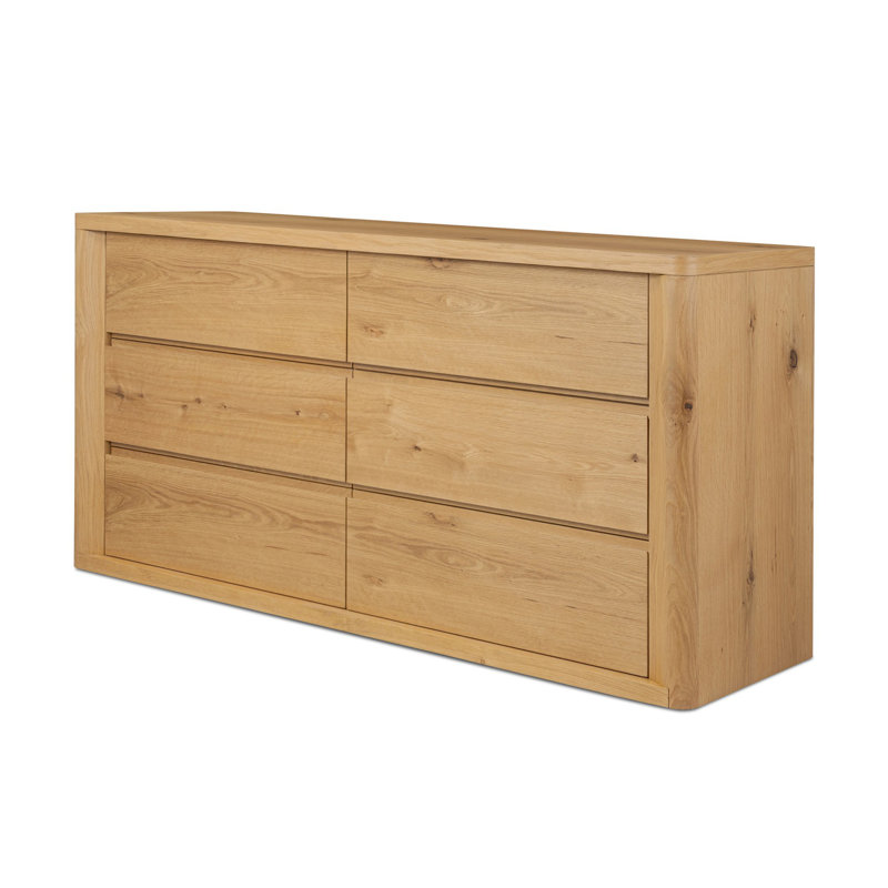 Commode 6 tiroirs Novella - Placage de chêne naturel épais et aléatoire