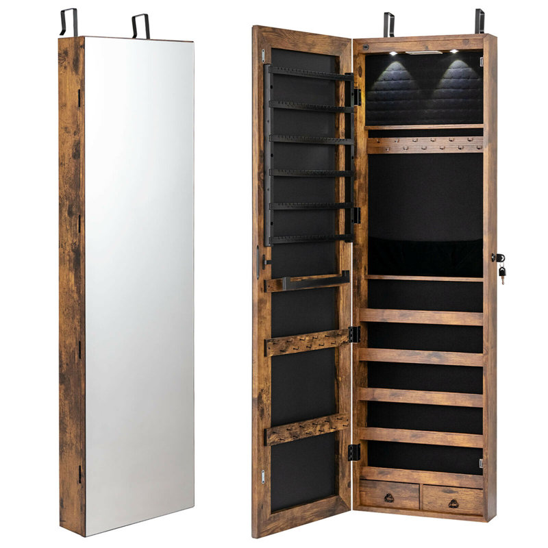 Armoire à bijoux avec miroir Argante, Brun rustique