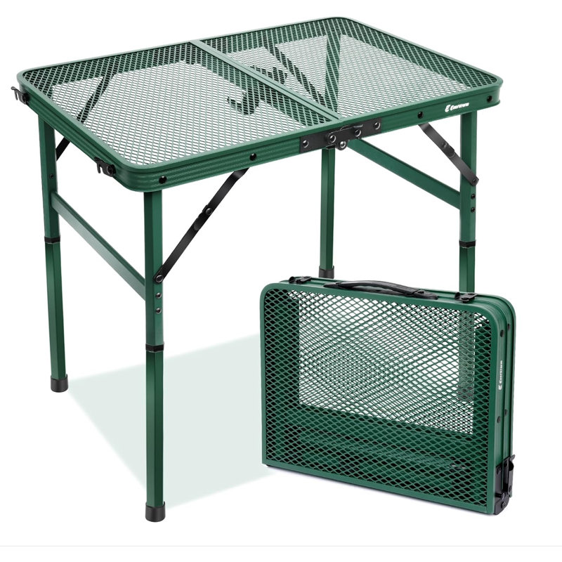 Sriyaan Rectangular Metal Folding Outdoor Picnic Table , in. W in. D, 22.1" H x 23.6" L x 15.8" W, Green