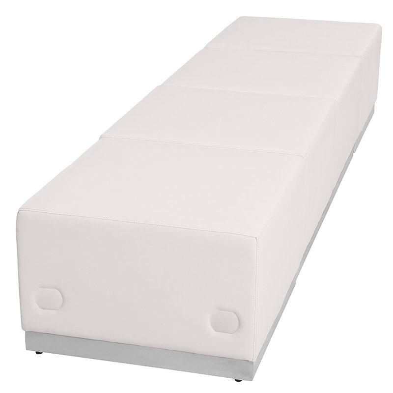 Melrose White Faux Leather Four Piece Reception Set with Ottoman