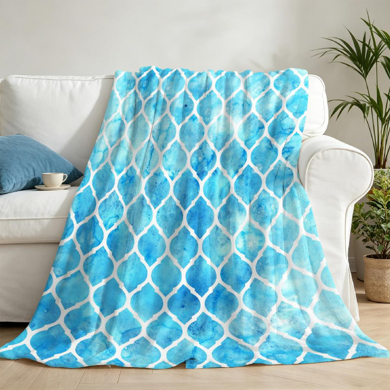 Clear Ultra Soft Flannel Fleece Throw Blanket,Watercolor Abstract Single-Sided Print, Throw 50" x 60"