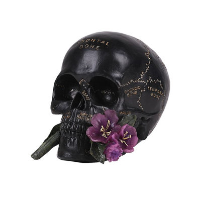 Figurine de décoration en résine de crâne avec fleur Ridgetop
