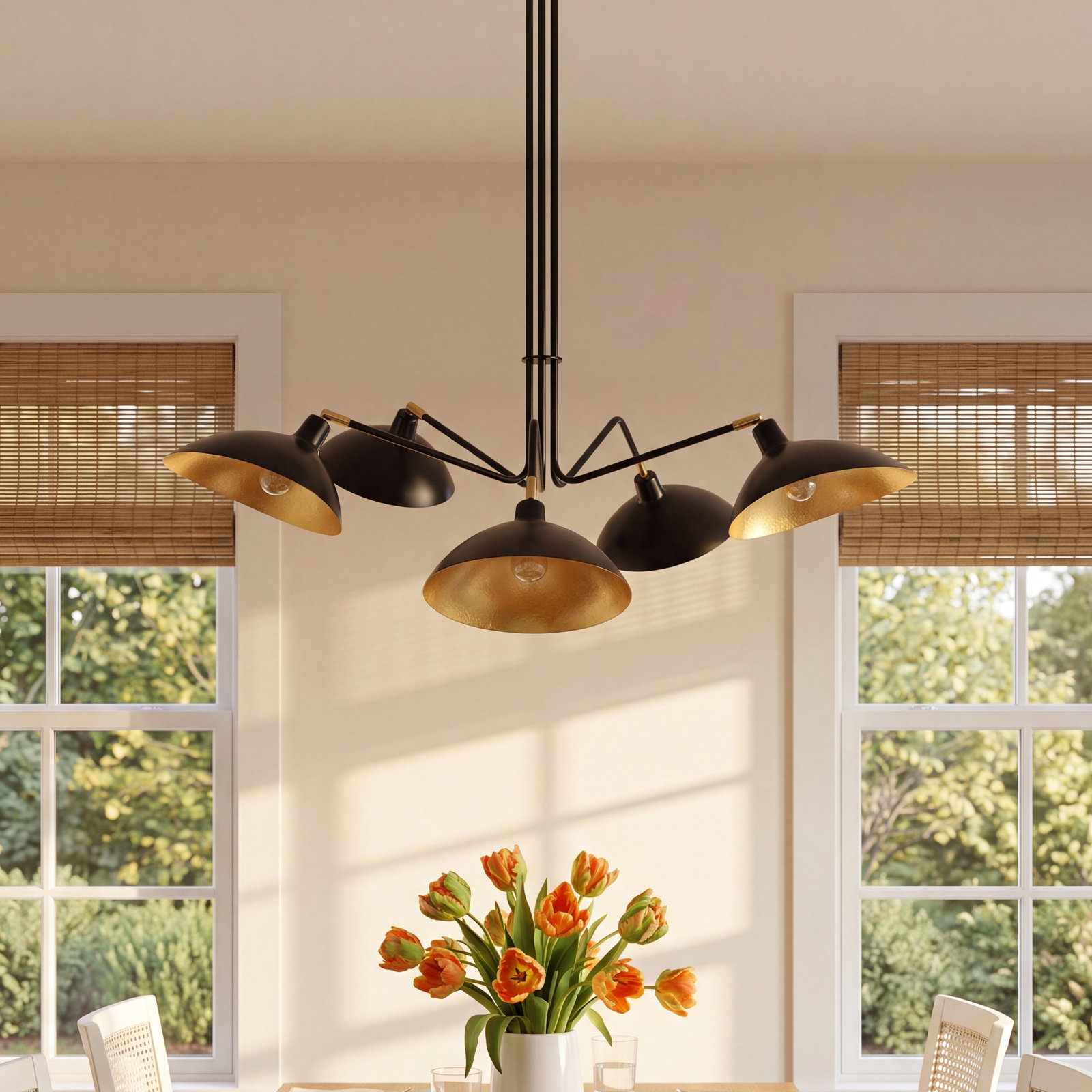 Duke 5 - Light Dimmable Geometric Chandelier, Black