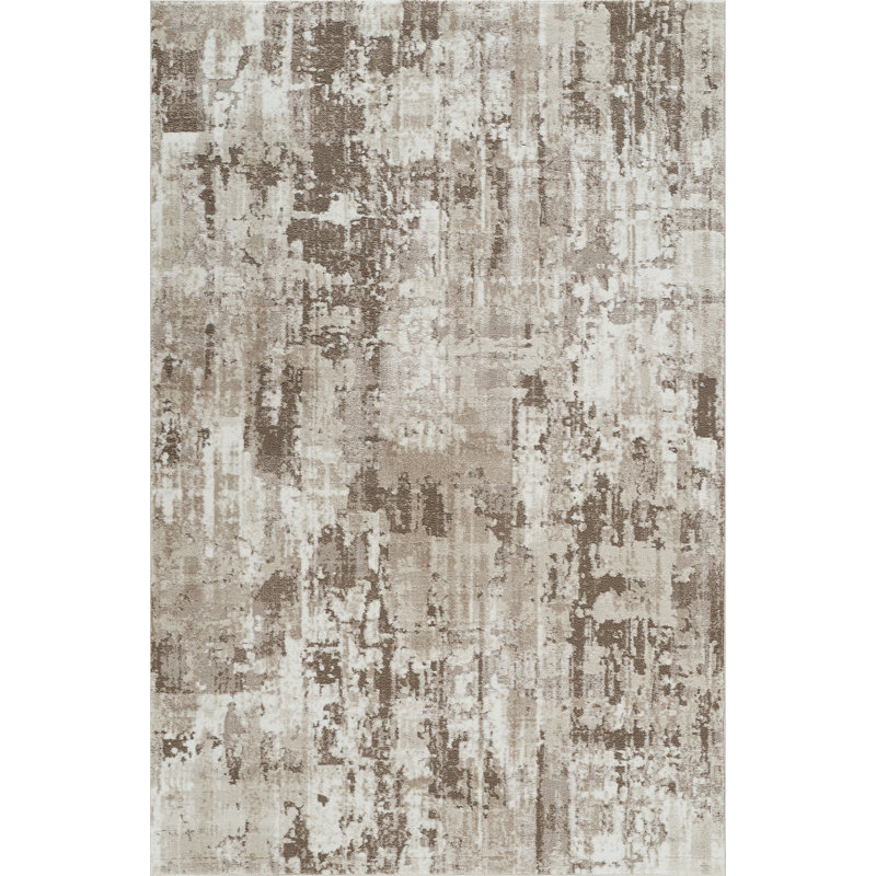 Tapis beige abstrait et abstrait Andrew, Beige/brun, 6 pi 6 po x 9 pi 6 po