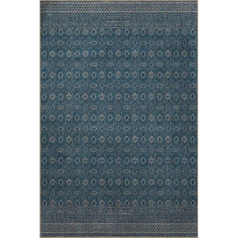 Tapis bleu lavable à motif bleu, Sous-tapis carré 3 pi 3 po inclus