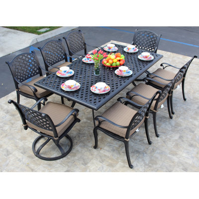 Nassau Rectangular 8 - Person 86" Long Dining Set with Cushions