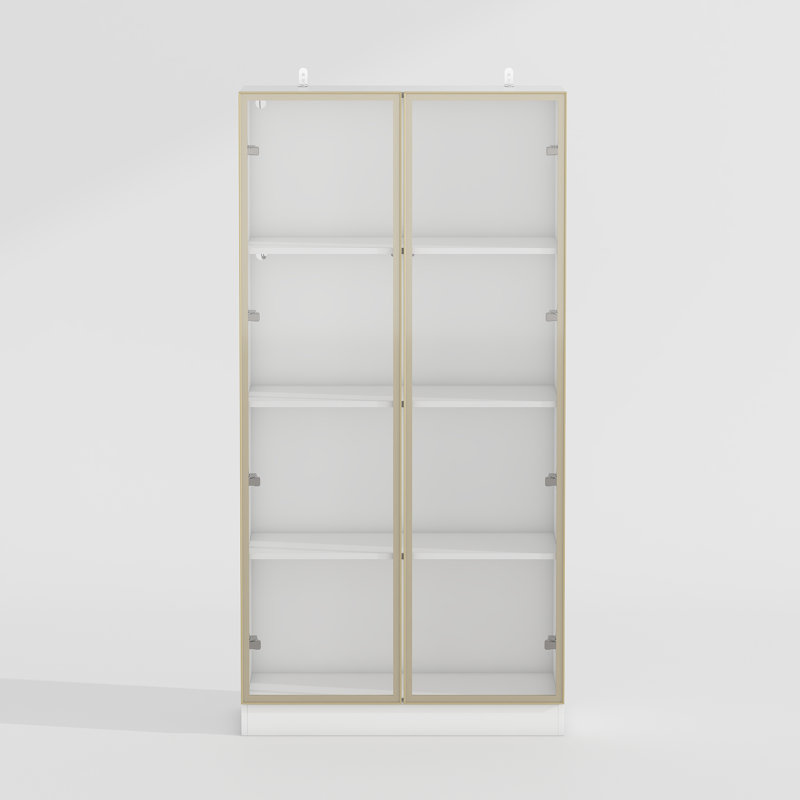 59.8"H Display Cabinet With LED And Glass Door, Natural