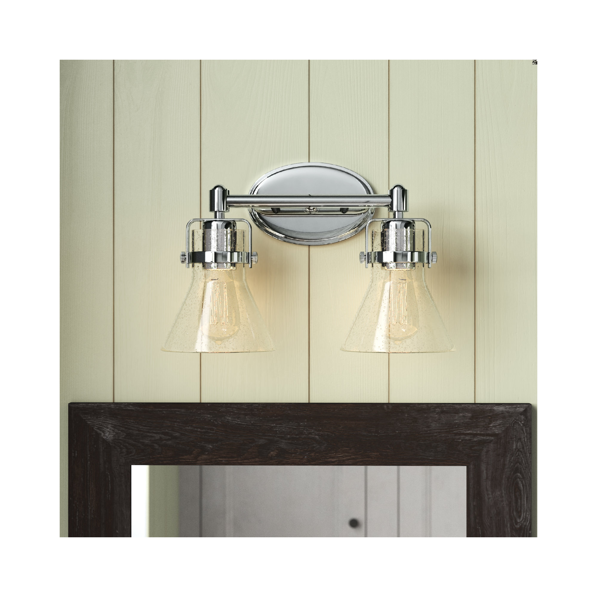 2 Light Seeded Dimmable Vanity Light, Polished Chrome, No