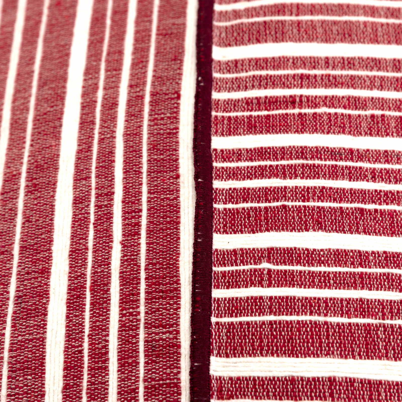 Berthe Striped Cotton Throw Pillow, Red