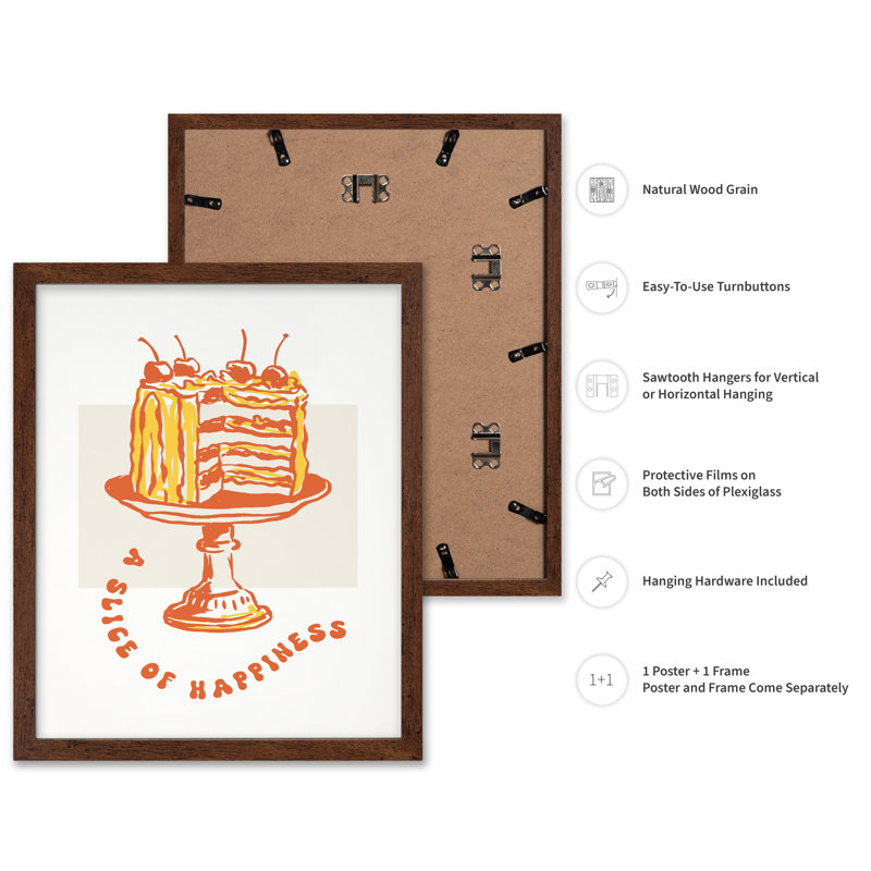 Tranche de bonheur, 16"H x 20"W, Poster, Brown Framed