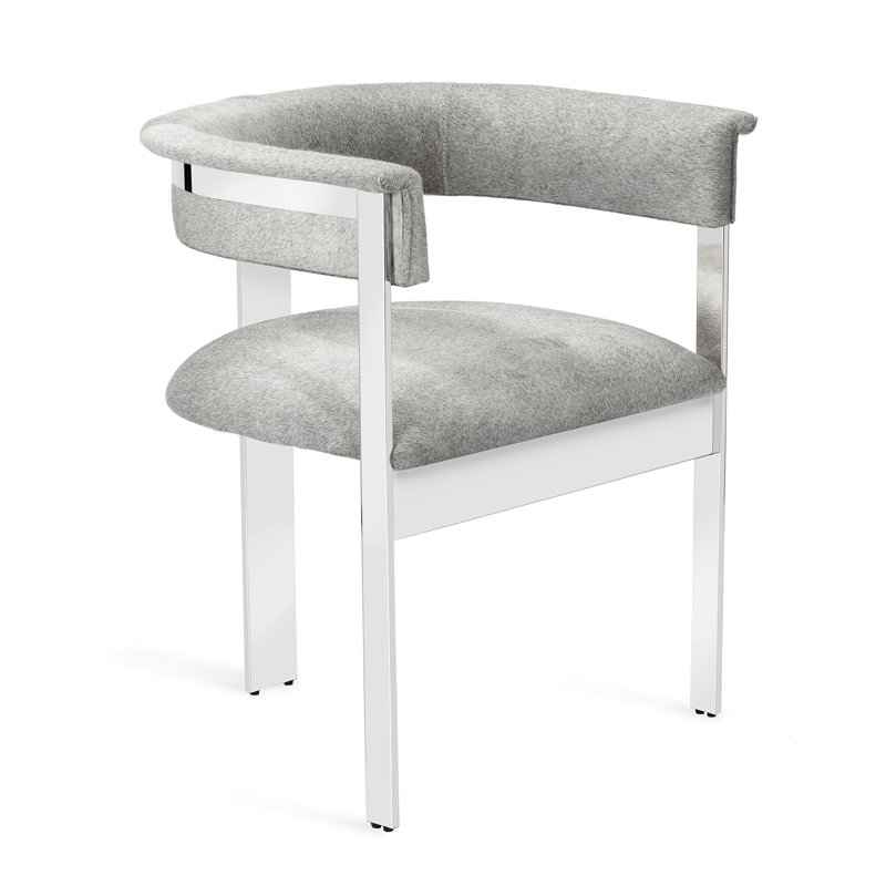 Darcy Upholstered Arm Chair, Antique Bronze, Genuine Leather Natural Gray