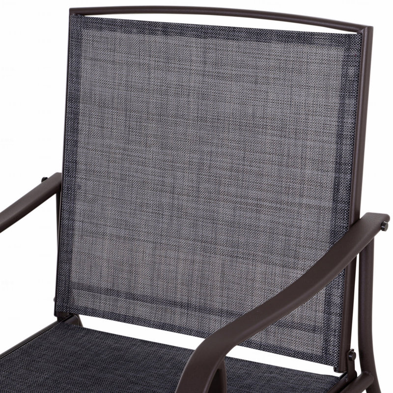 3 Piece Bistro Set Fabric Gray Outdoor Glider Chair With Coffee Table , 2 Patio Rocking Swing Chairs With Breathable Sling Glass Tabletop For Backyard Garden And Porch