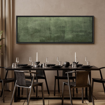Deep Green Minimal Abstract Color Field Framed Canvas Master Bedroom Wall Art Work Print