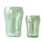 S / 2 vases décoratifs en verre vert avec motifs de visage