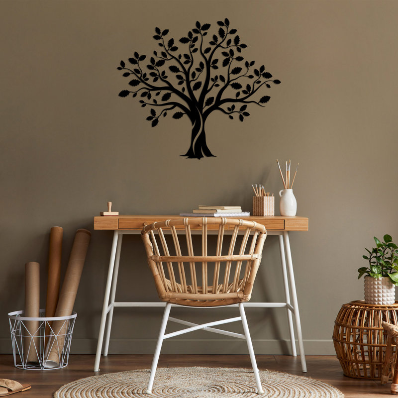 Stylish Decorative Metal Wall Accessory, Black, 33.5 x 29.1 inches | 100% Metal Construction, Thickness: 0.06 inches | Easy Wall Mounting with Back Piece | Perfect for Home Decor & Modern Interiors