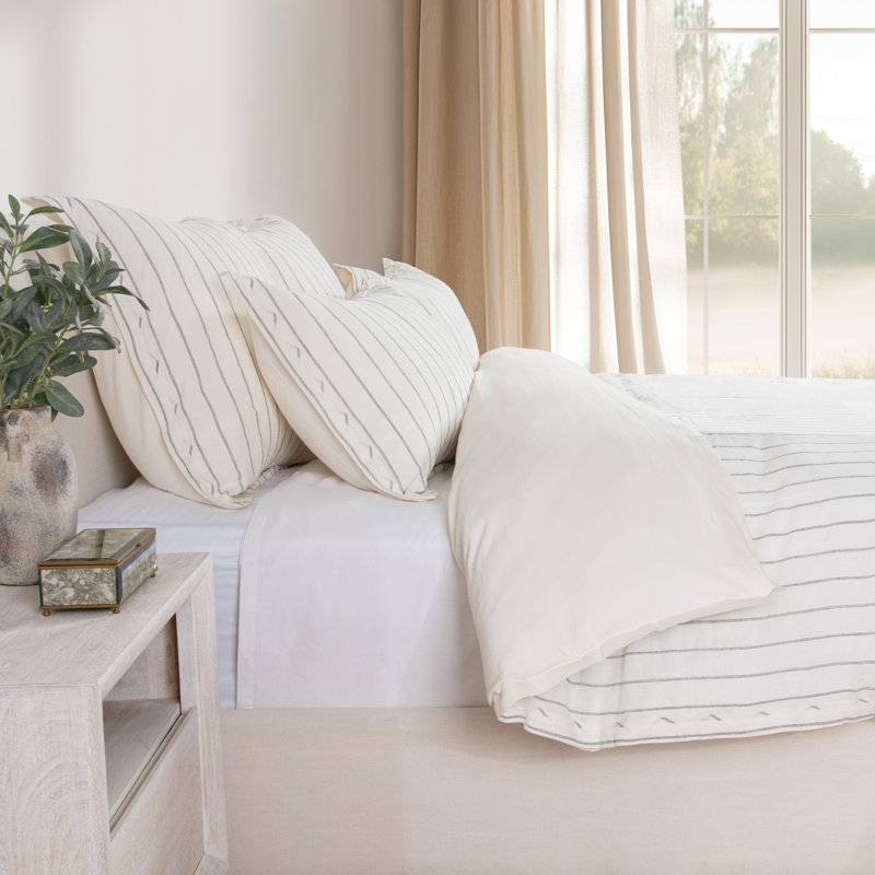 Monaco 3-piece Belgian Linen Duvet Set, Ivory, King