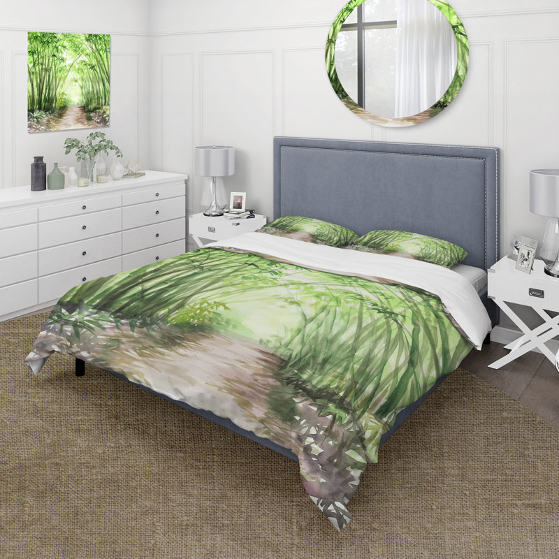 Little Road Bamboo Forest - Ensemble de housse de couette traditionnel - Microfibre de polyester