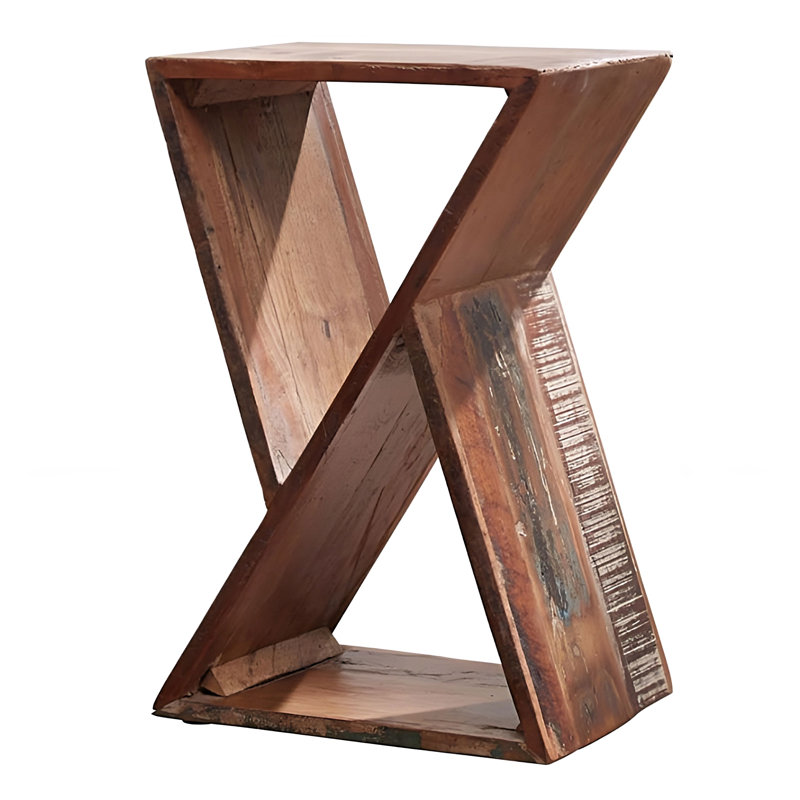 Table d'appoint géométrique en bois naturel