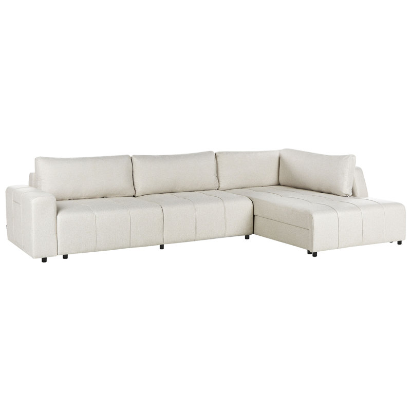 4 Seater Fabric Corner Sofa Bed with Storage Chantea, Beige, Right Hand Facing