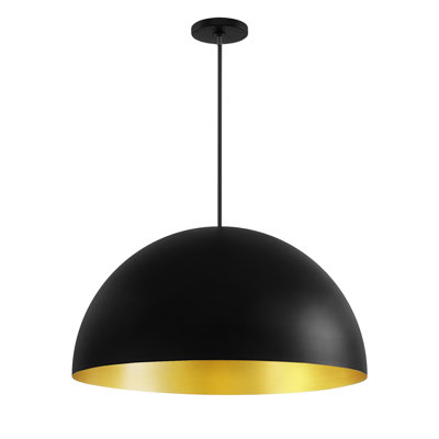 Luminaire suspendu dôme Elias - avec intérieur champagne doré - 5 lumières - L 23,5 po x l 23,5 po
