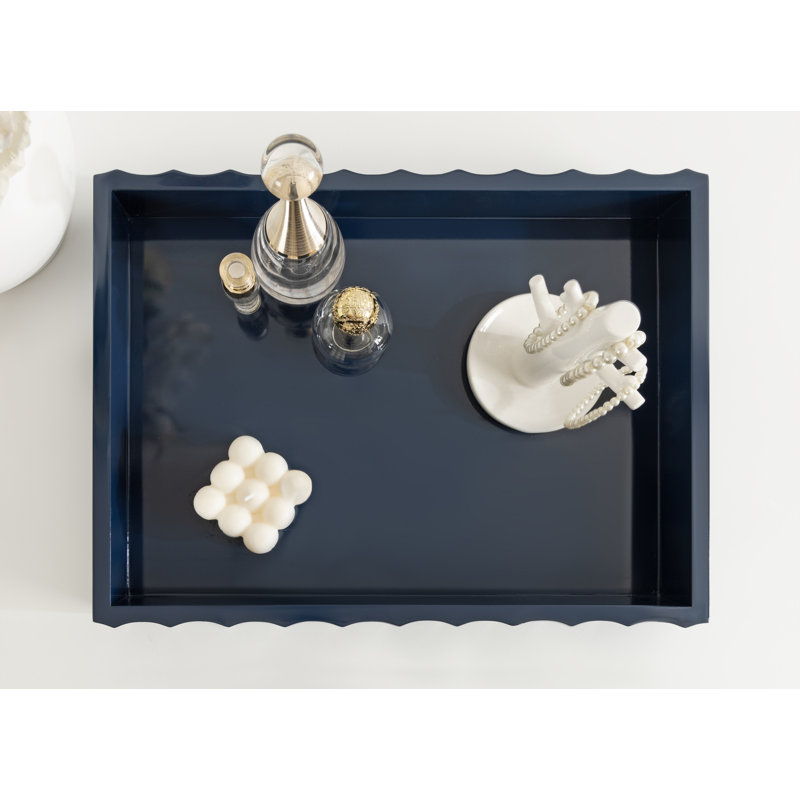 Cardella Fluted Rectangle Serving Tray, Navy