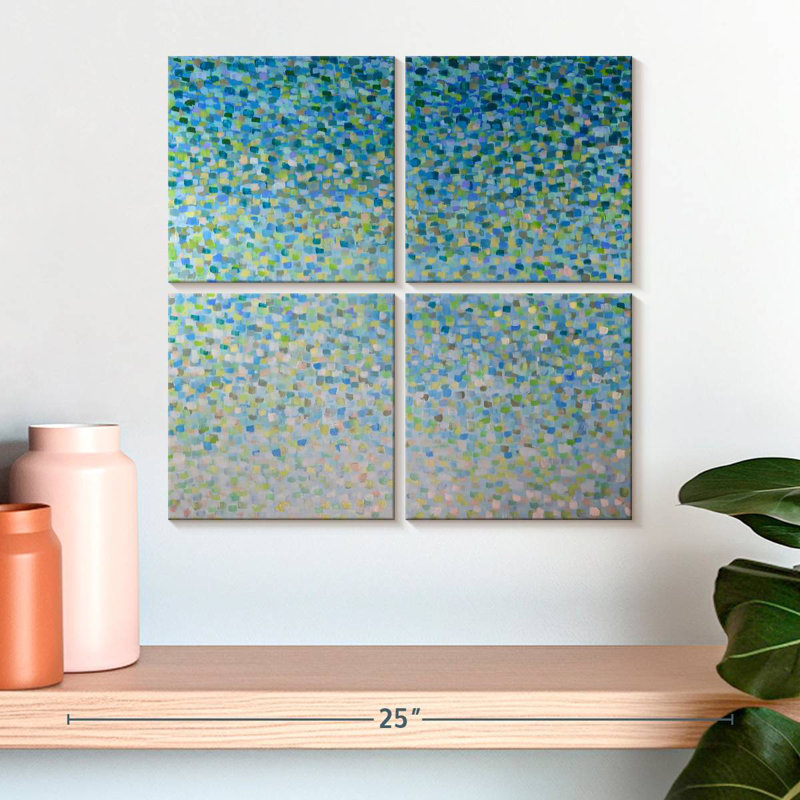 Verre bleu de mer, H 18 po x l 18 po