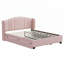 Lit plateforme tapissier avec tête de lit à oreilles, lit gigogne et 2 tiroirs, aucun sommier nécessaire, tissu en lin-1232898899