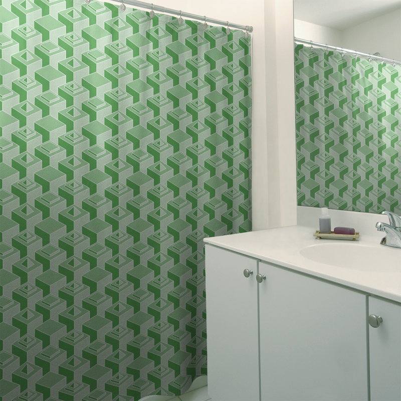 Rideau de douche simple classic skyscrapers, Vert / Gris