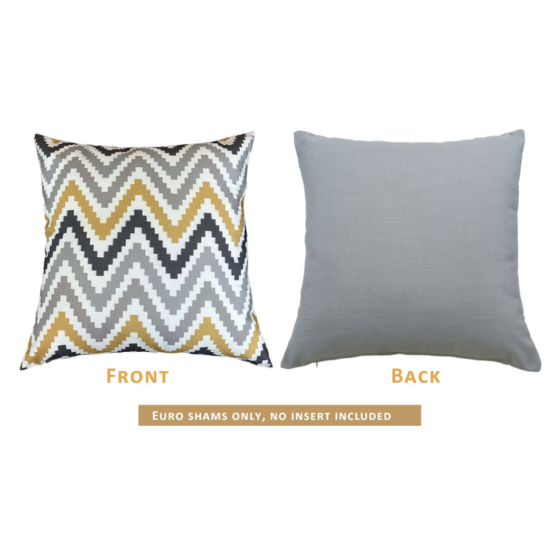 Chevron Print Polyester Euro Shams, 26 x 26 Inch, Set of 2