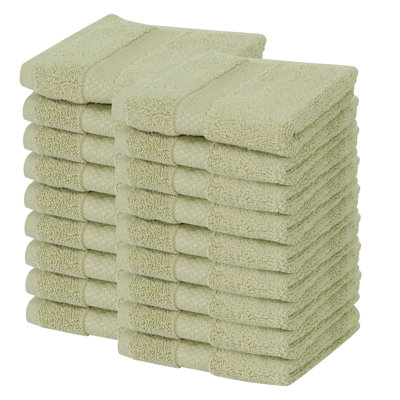 Ensemble de débarbouillettes 100% coton Splash zéro, débarbouillettes et débarbouillettes en coton doux absorbant 550 g / m² pour salle de bain, spa et usage quotidien, certifié OEKO-TEX, paquet de 18, sauge