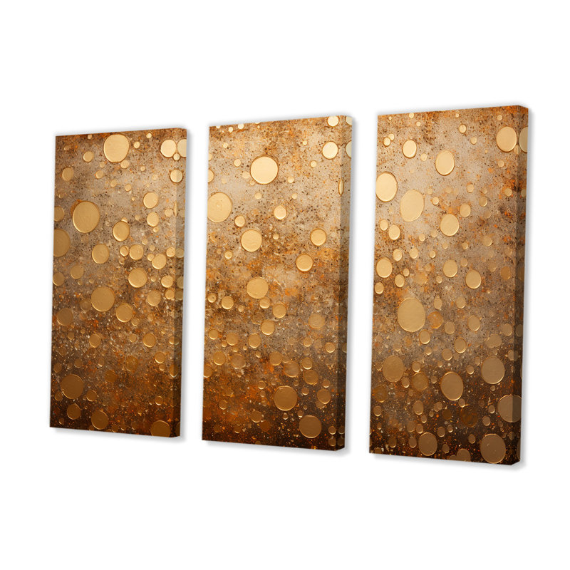 Gold Perlages Pulse - ensemble d'art mural abstrait, H 60 po x l 84 po x P 1,5 po, Toile tendue