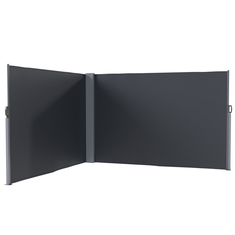 Auvent rétractable double côté, écran d'intimité extérieur, Gris anthracite
