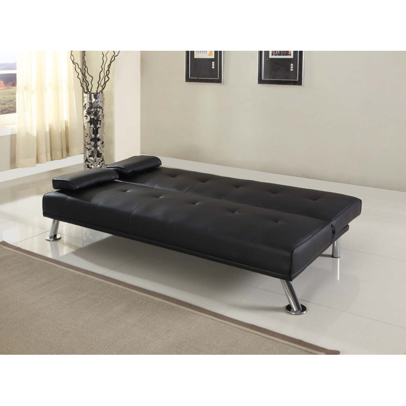 Dancer 3 Seater Faux Leather Sofa Bed, Black