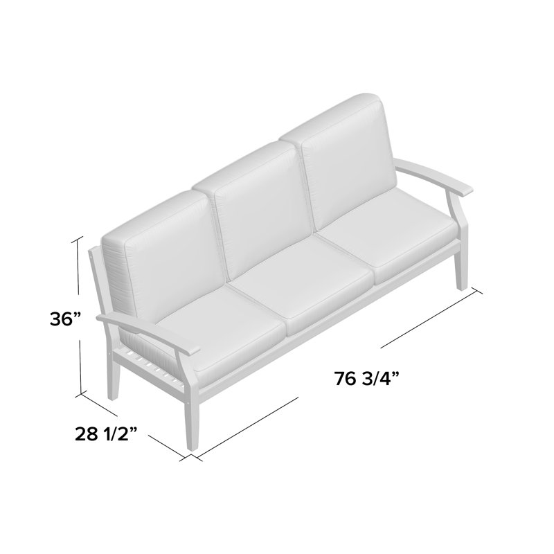 Canapé d'extérieur en bois d'hévéa avec coussins Hursey, Pas de coussin, Brun