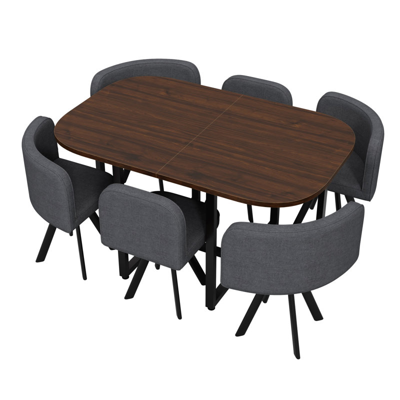 Dining Table with Steel Base, Grey+Walunt