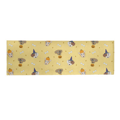 Tapis jaune/brun/orange zone fait main